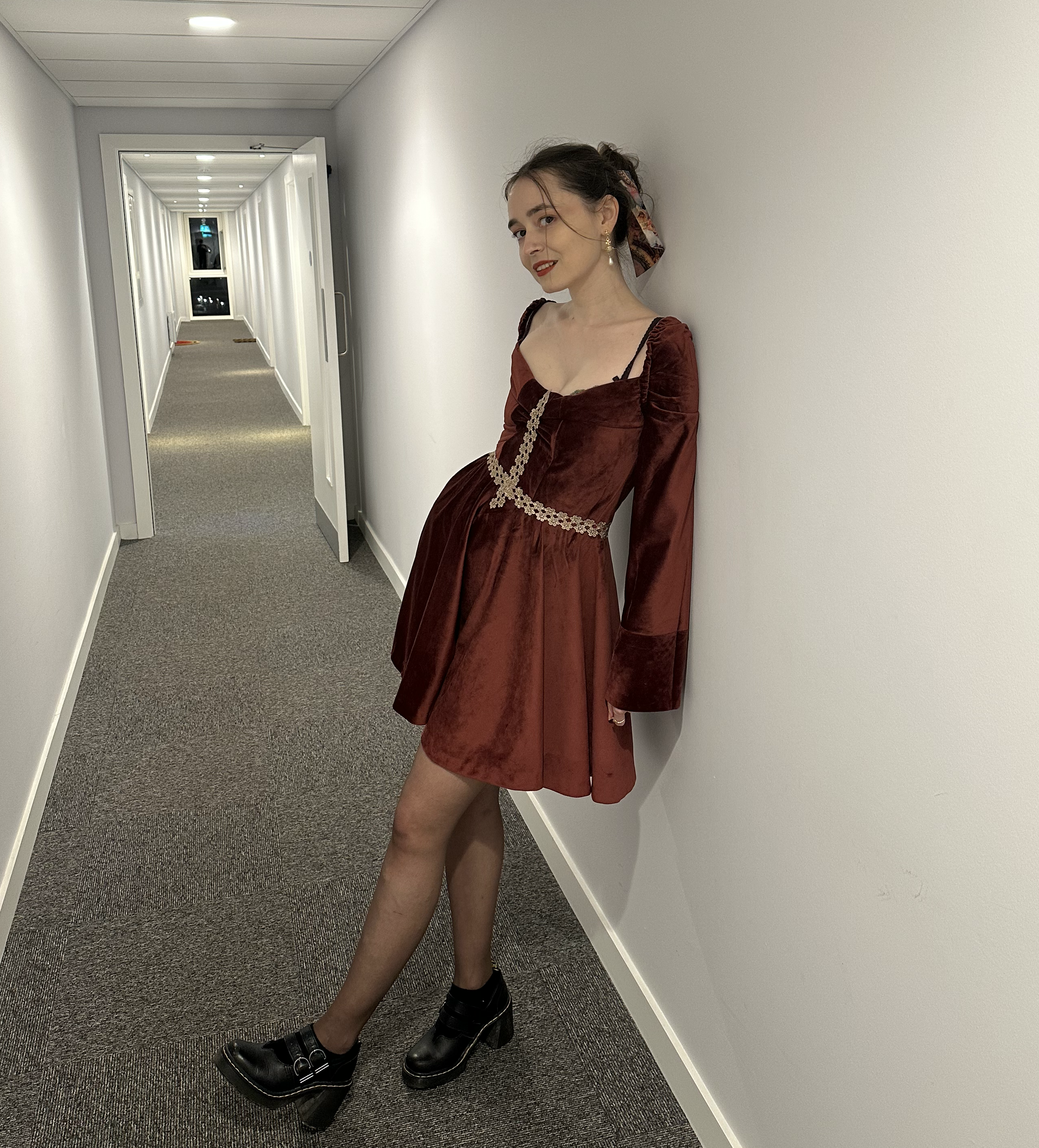 A dress made from discarded fabric